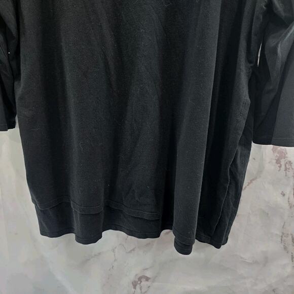 J Jill Shirt Womens Large Black PJ Artistic Tee T Quarter Sleeve Round Neck - Picture 7 of 10